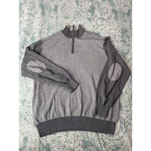 Joseph By Jos A Bank Mens Sweater Size XL Cashmere Blend Gray Quarter Zip - Picture 1 of 3